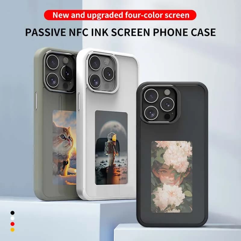 E-ink Trasmissione dell'immagine dello schermo NFC per 16 Pro Max Custodia per iPhone 4 colori per Iphone 13 14 15 16 17 Pro Max Custodie fai da te Batteria gratuita
