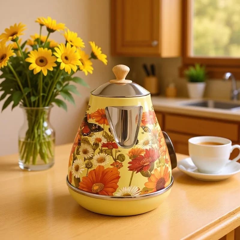 Electric kettle with wooden grain handle 1.7 liters with temperature display Hot water Automatic shutdown Stainless steel teapot 304 1850W