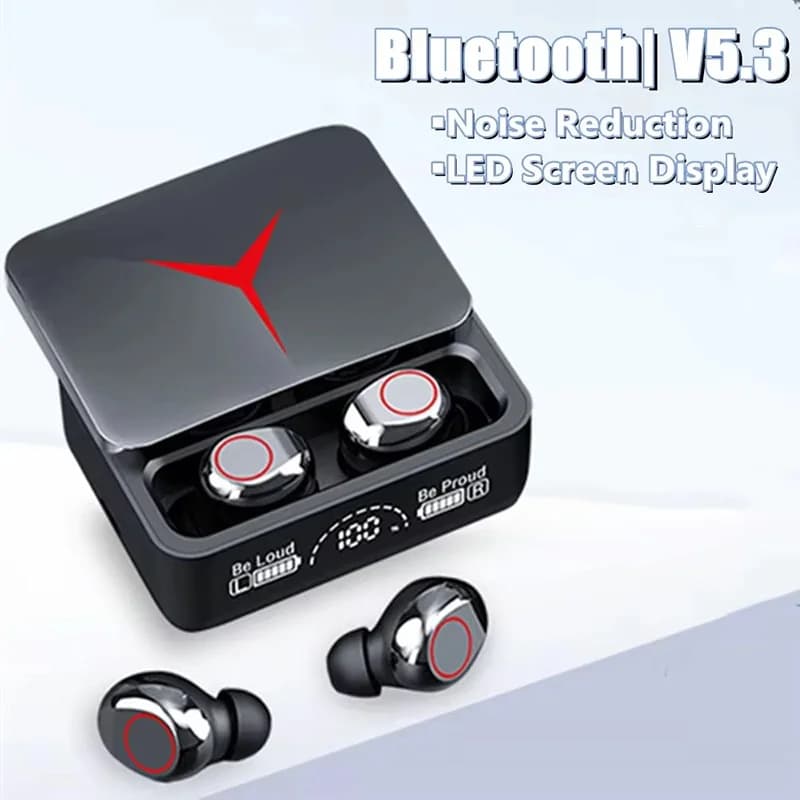 Cuffie wireless per giochi, auricolari Bluetooth 5.3 stereo sportivi con display digitale a LED e microfono per iPhone Xiaomi