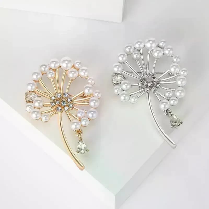 Spille con tarassaco con strass per donna Spille con piante di perle Banchetto Zaino per feste Regali Accessori per gioielli