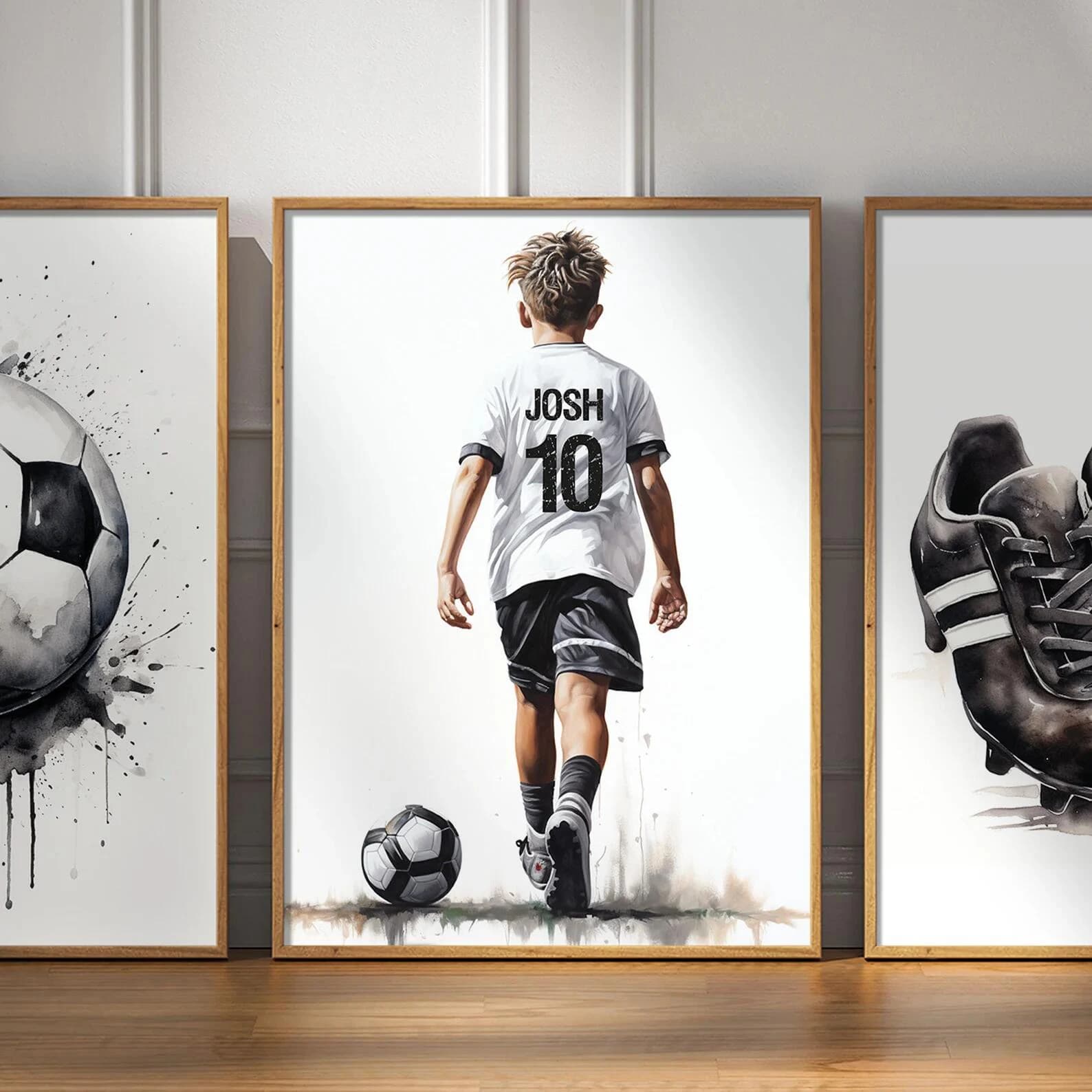 Customized Poster for Football Player, Football Gift for Boys, Football Wall Art, Soccer Gift For Men, Home Wall Decoration, Framel