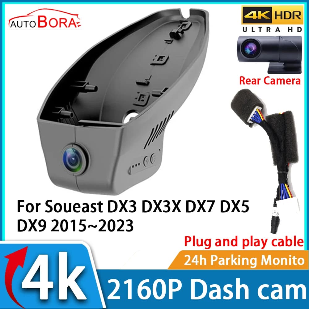 Video Recorder for Auto ZhuCam with Night Vision UHD 4K 2160P DVR Dash Cam for Soueast DX3 DX3X DX7 DX5 DX9 2015~2023
