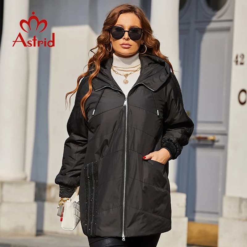 Astrid 2022 primavera parka da donna Plus Size cappotti imbottiti con cappuccio moda lana cuciture tessili giacca capispalla trapuntata AM-10122