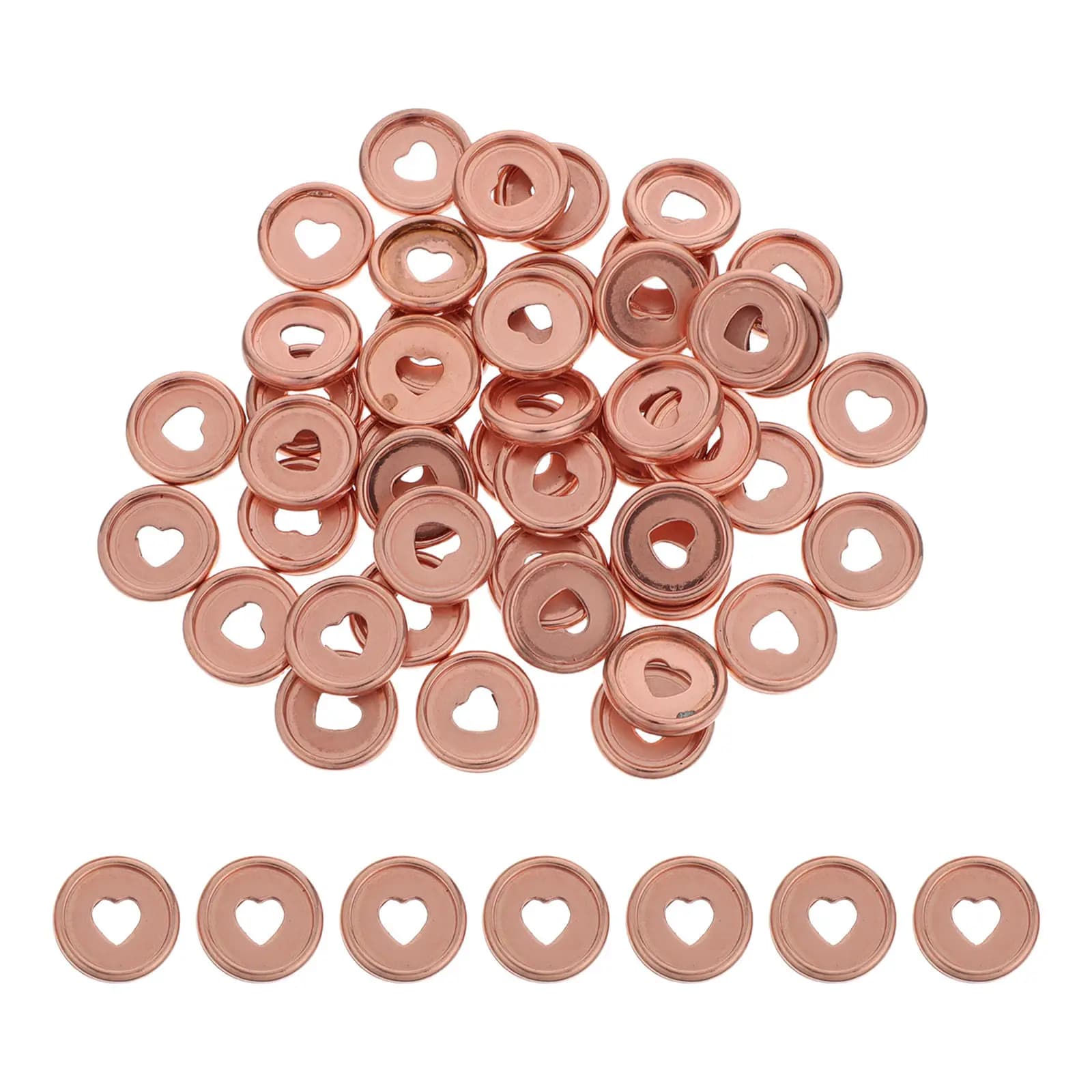50 Pezzi Dischi in Plastica a Forma di Cuore per Raccoglitori, Anelli di Espansione per Planner a Disco, Quaderni a Fogli Mobili, Forniture per Scrapbooking, Oro Rosa
