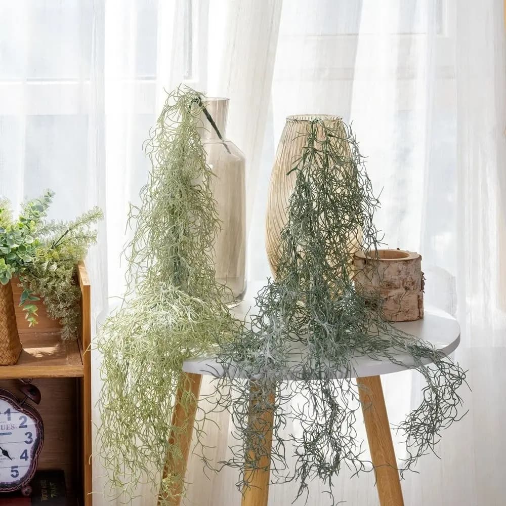 91 cm Green Artificial Plants, Elegant Fin Plastic Plants, Pendent Faces Hand-made with Realistic Effect for Home Decoration and Office