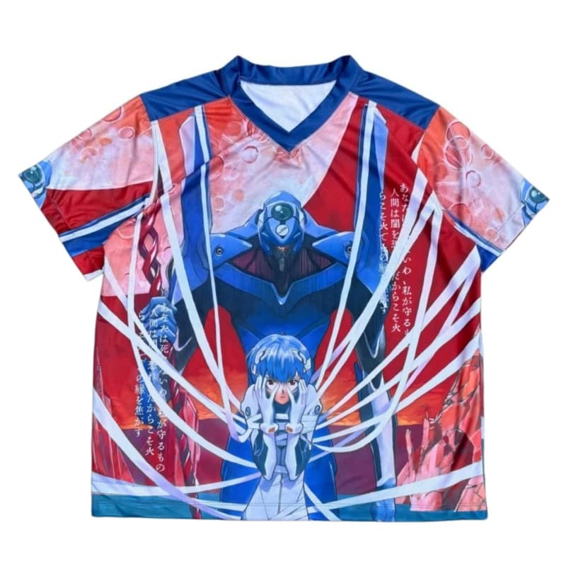Maglietta da uomo con stampa 3D Neon Genesis Evangelion Rei Ayanami EVA Mark.06, scollo a V, elegante e casual per i fan degli anime
