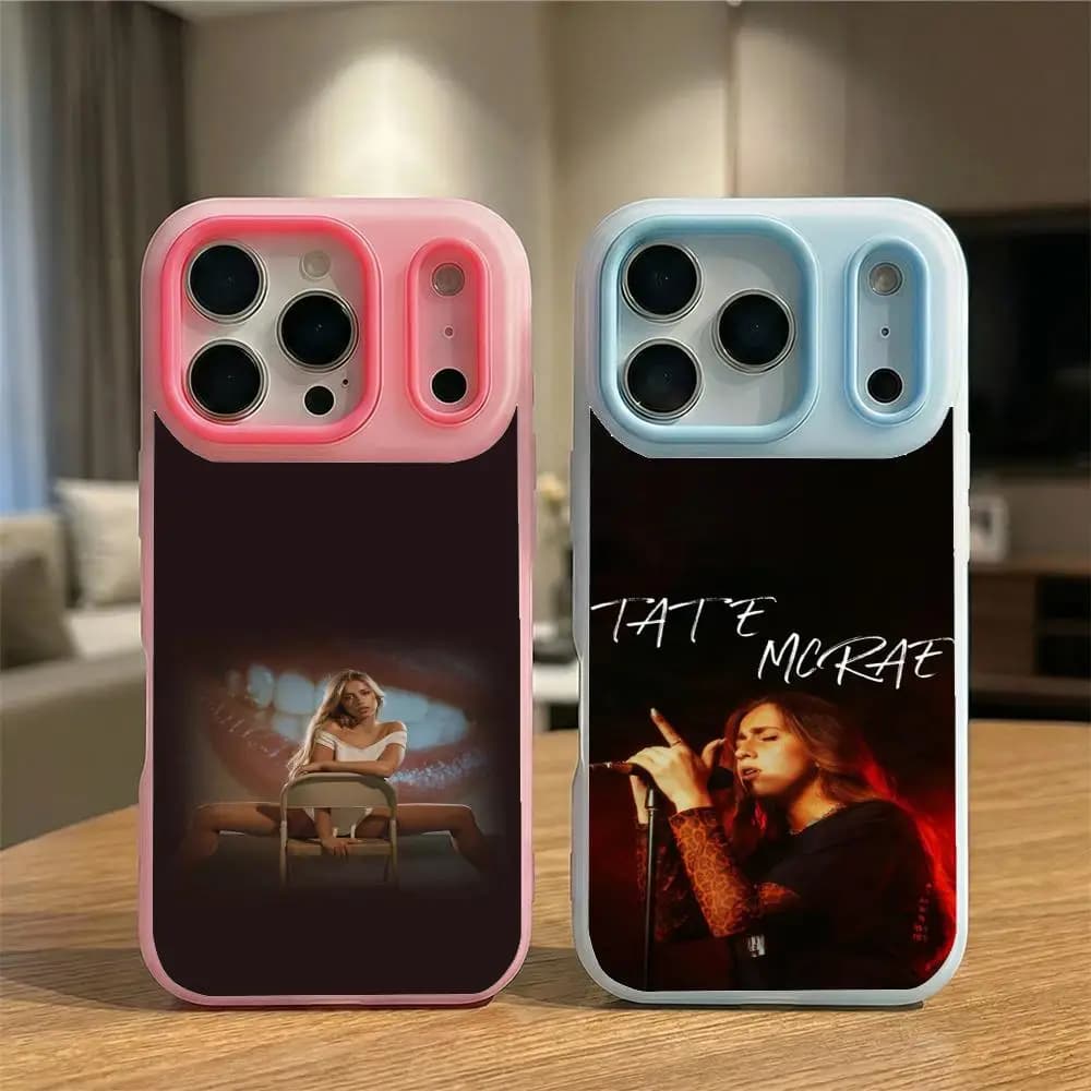 Custodia per telefono T-Tate McRae Singer, ultra leggera in TPU morbido trasparente, anti-ammaccamento e anti-ingiallimento per iPhone 12-17