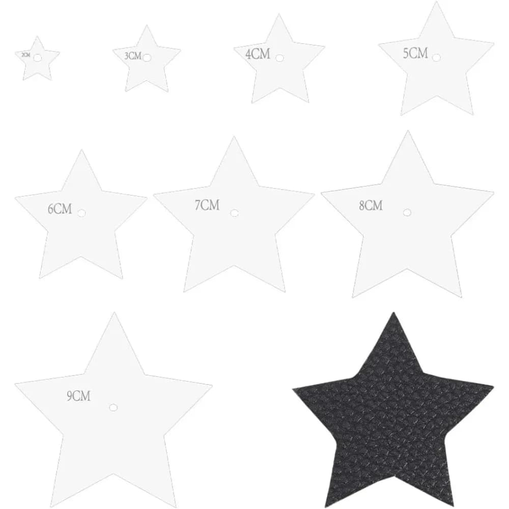 8 Pcs Acrylic Sashiko Stencils 8 Sizes Star Stencils Star Quilting Template Embroidery Tool Drawing Star Stencils for Painting