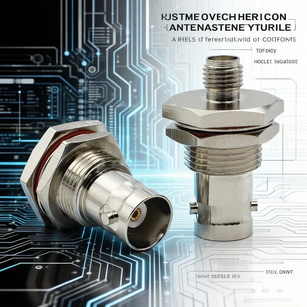 Connettore BNC femmina a SMA femmina con O-ring e rondella, impermeabile, in ottone nichelato per antenna radio WiFi