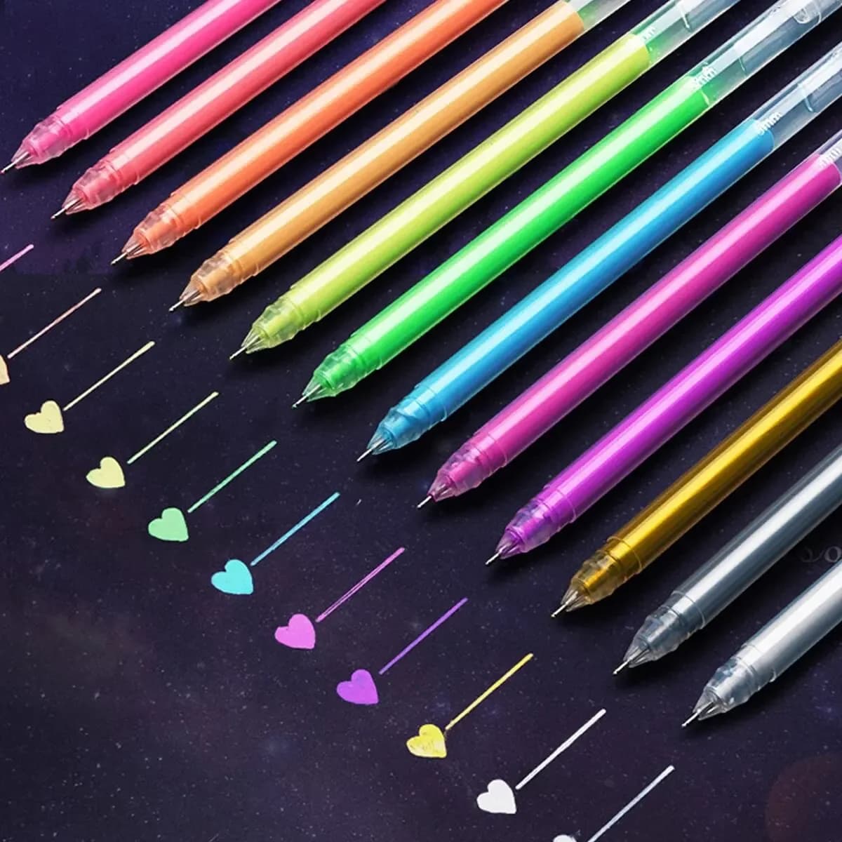 9/12 colori di grande capacità ago evidenziatore punta fine 0.5mm penna gel disegno fai da te cartoncino nero disegno marcatura diario scarabocchi