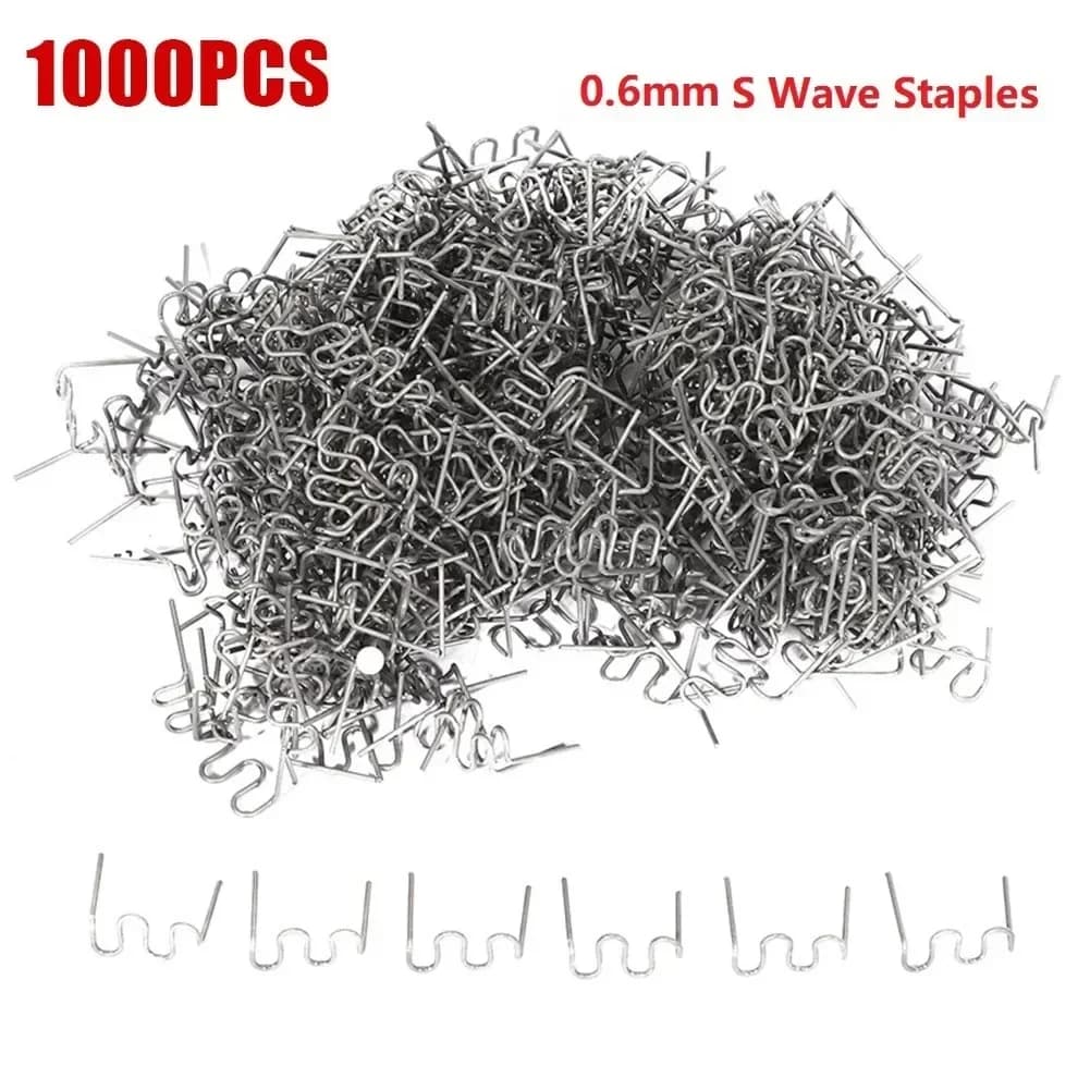 1000 pz 0.6mm Cucitrice A Caldo di Riparazione di Plastica Standard Pre Cut Onda Graffette Paraurti Carrozzeria Riparazioni Strumento di Riparazione Auto In Acciaio Inox