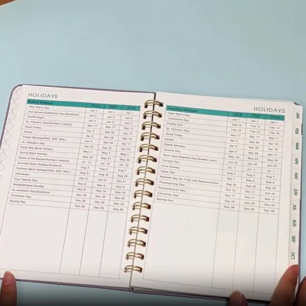 Agenda Settimanale e Mensile A5 2026 con Copertina in Pelle PU, Quaderno a Spirale per Appunti, Pianificatore Giornaliero Autocompletabile con Cinghia