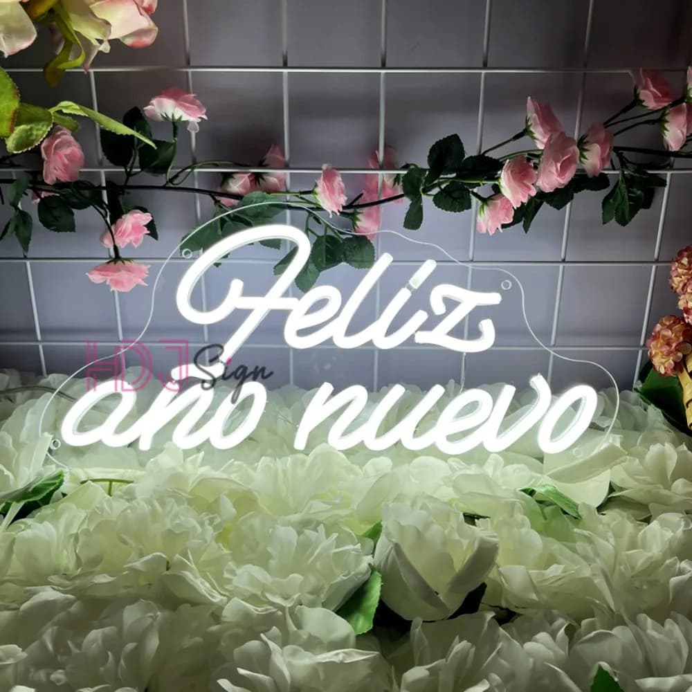 Felice Anno Nuovo Led Neon Sign Wall Room Decor Home House Decorazione da appendere a parete Spagnolo Feliz año nuevo Regali con luce al neon