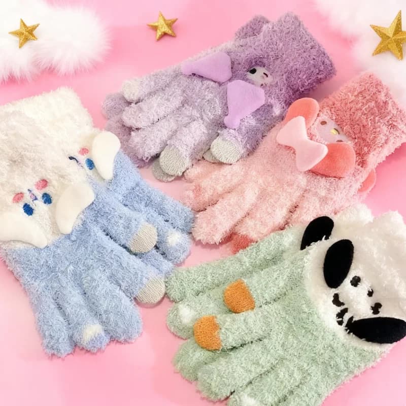 2 pezzi (1 paio) Quattro colori tra cui scegliere, guanti caldi e resistenti al freddo per l'inverno, graziosi guanti ispessiti in peluche compatibili con touch screen, essenziali per il ciclismo, ottimo regalo per le vacanze