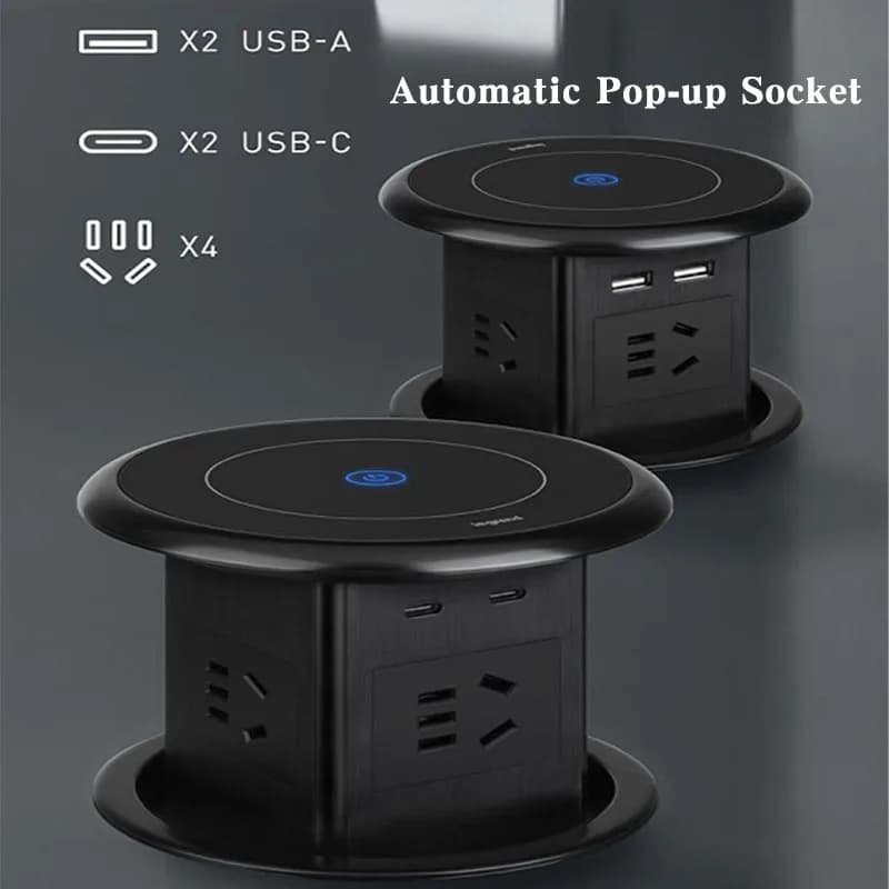Presa Pop-Up automatica presa di sollevamento idraulica universale/usa/regno unito/TL/CN prese Desktop con classificazione IP55 ricarica Wireless USB di tipo C