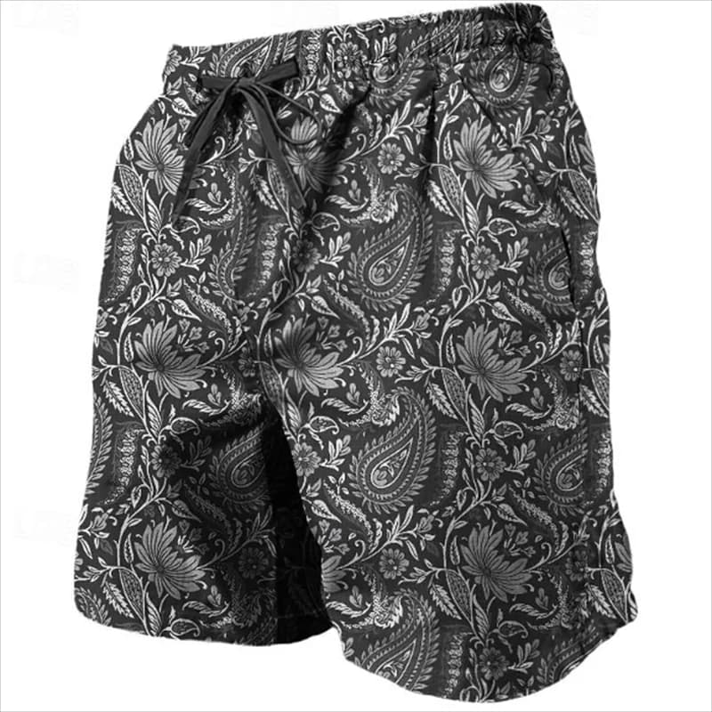 Pantaloncini da spiaggia con grafica Paisley di tendenza per uomo Moda estiva Cool Costume da bagno stampato in 3D Casual Streetwear Pantaloni corti oversize
