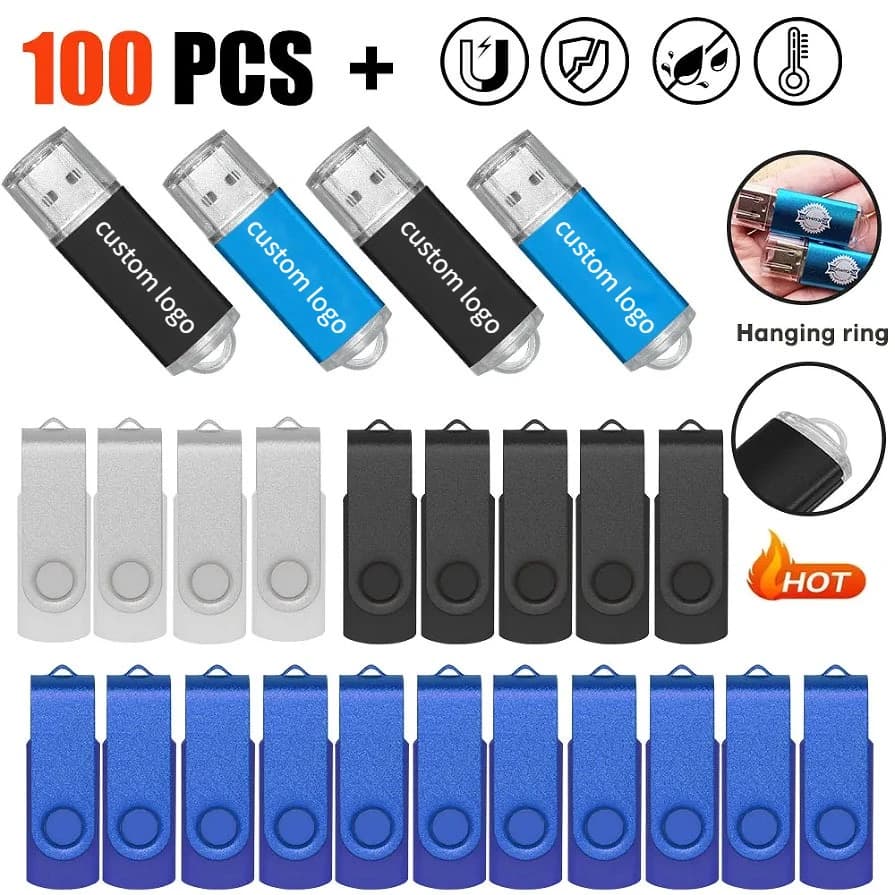 Chiavetta USB ad alta velocità personalizzata da 100 pezzi Pen Drive 1 GB 2 GB 16 GB 32 GB 64 GB 2. 0 memoria stick memoria Flash Drive Pendrive