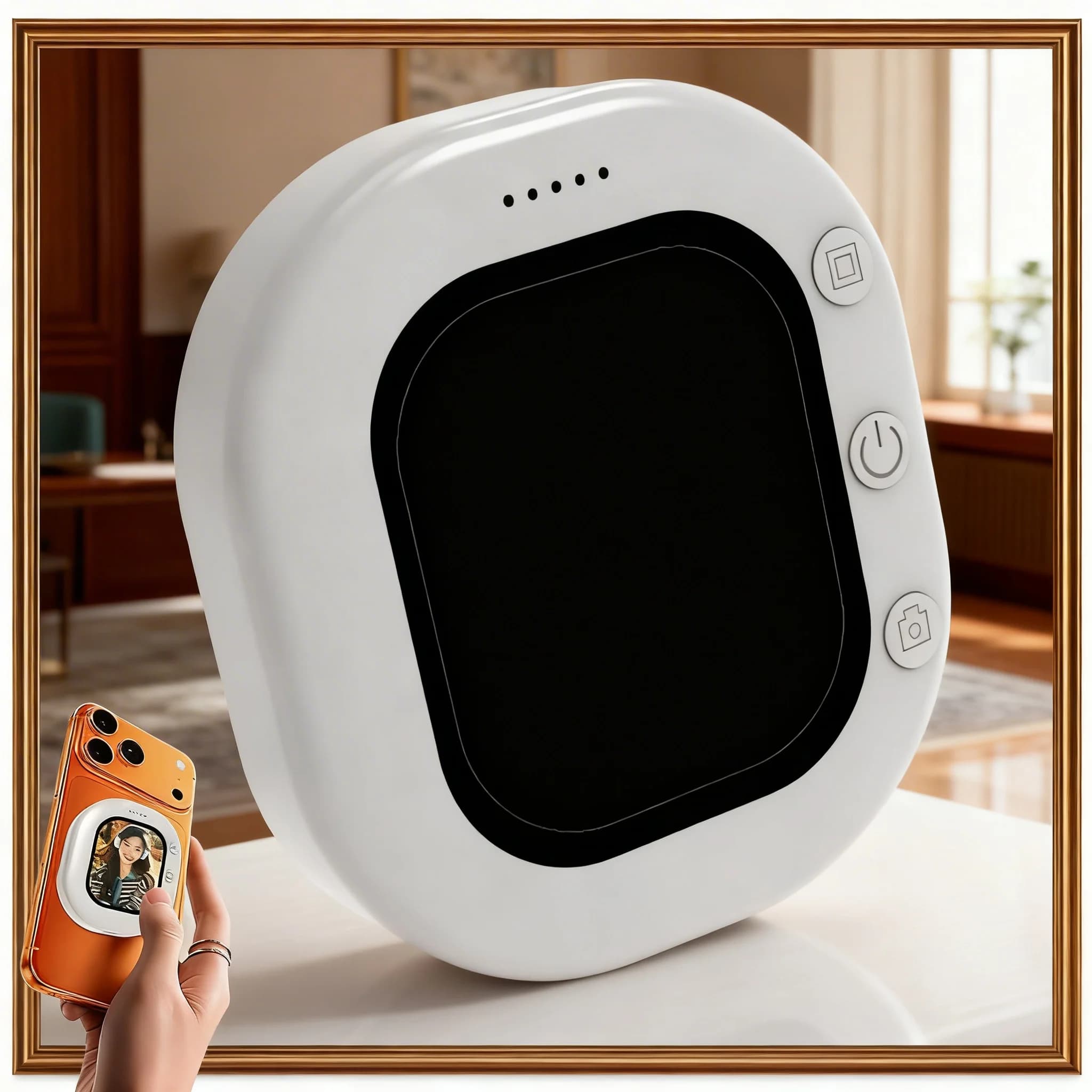 1/2 Pezzi Mini Proiettore Wireless Magnetico per Schermo Telefono, Fotocamera Posteriore per Selfie e Video, Ideale per Vlog e Live Streaming