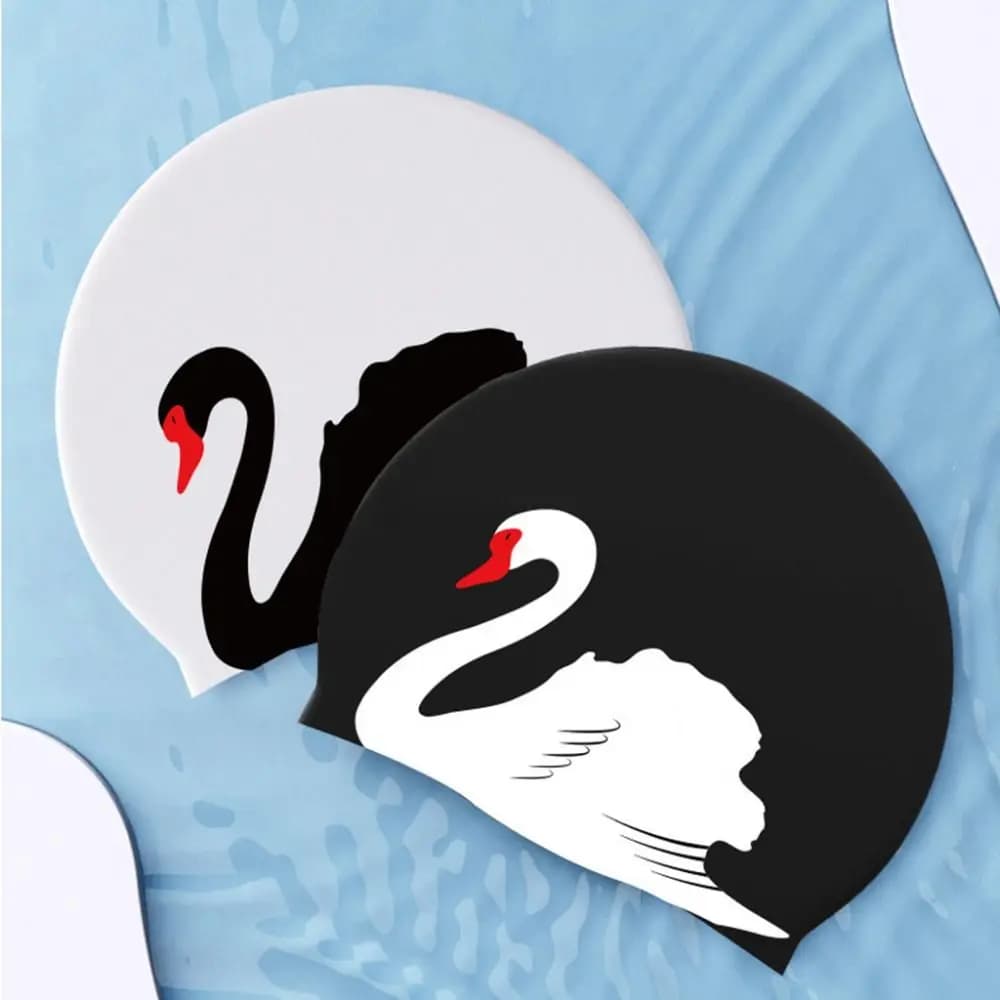 Plus Size Swimwear with Printing, Eyewear Protection, Silicone Bath Hat Waterproof for Dive, Adults