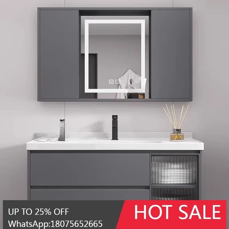 HLZ Combination of bathroom furniture with mirror Feng Shui Ceramic integrated sink Solid wood sink