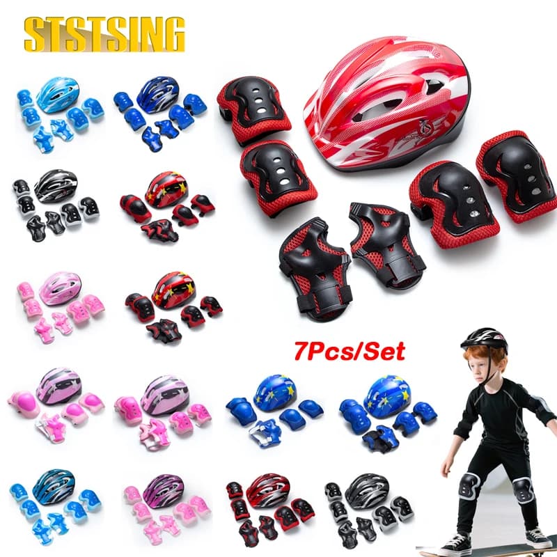 Kids Adjustable Helmet Protective Gear Set Sports Knee Elbow Wrist Pads for Children Boys Girls Bike Skateboard Scooter Roller