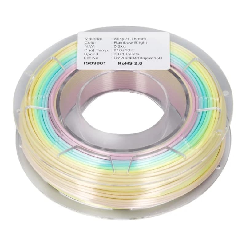 Filamento PLA 1.75mm Multicolore, Filamento Sfumato Effetto Seta Luminoso per Stampa 3D, Materiale di Consumo per Modellazione 200g