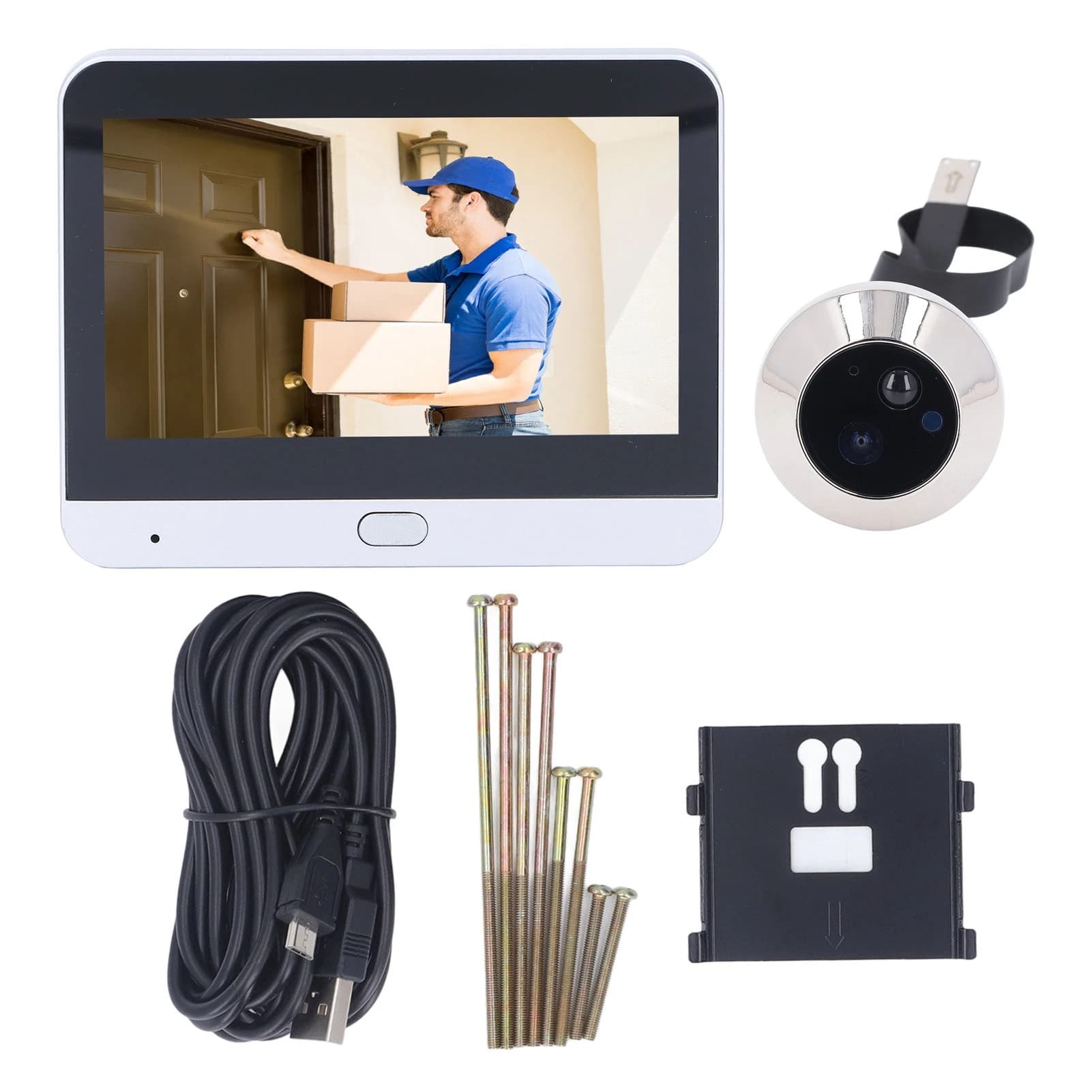 Campanello Video Wireless con Telecamera 3MP 1080p, Rilevamento di Movimento PIR, Schermo da 4,3 Pollici, Videocitofono Intelligente
