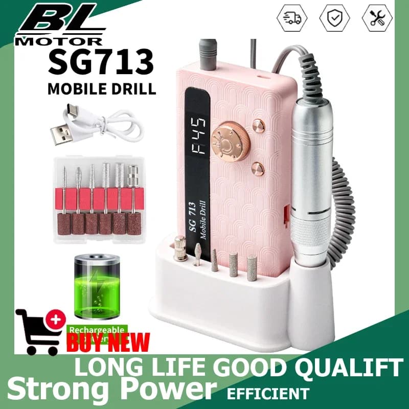 Trapano per Unghie Ricaricabile 35000/45000 RPM, Strumento Elettrico Professionale Portatile per Manicure, Lima per Unghie e Rimozione Smalto Gel