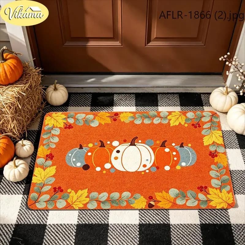 VIKAMA Thanksgiving Front Door Decorative Rug Soft Non Slip Entryway Mat Holiday Party Decorative Mat Cozy Festive Home Decor
