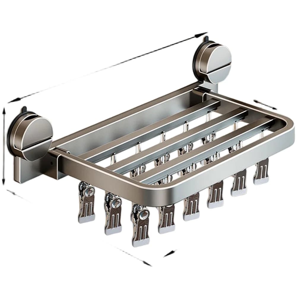 Wall Mounted Drying Rack with Suction Cups Designed for Socks and Underwear 3/4/5 Row Clip Options for Laundry Organization
