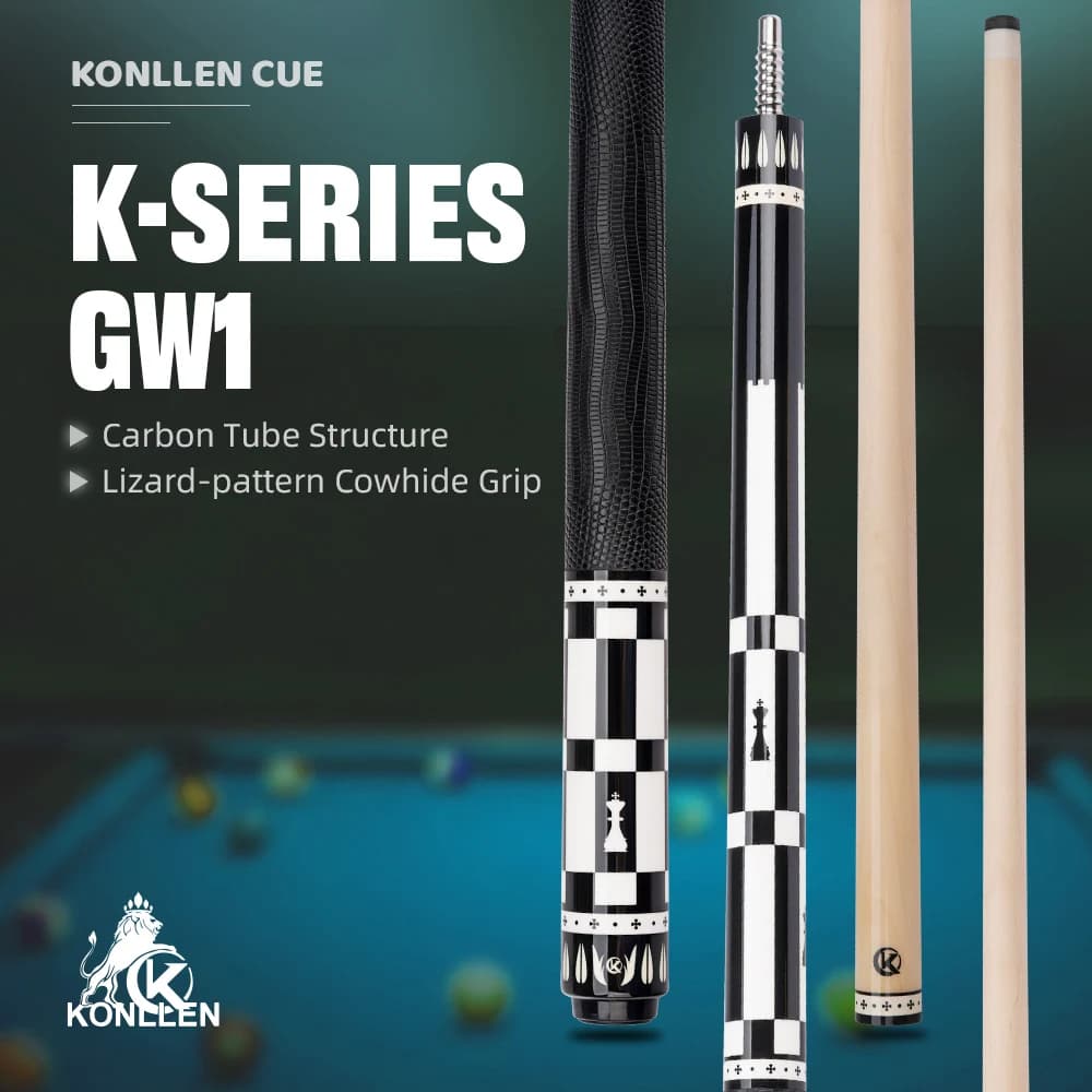 KONLLEN Maple Pool Cue GW1 Series Low Deflection Profession Ultra-smooth Carbon Tube Inside Billiard Pool Sticks with 12mm Tip