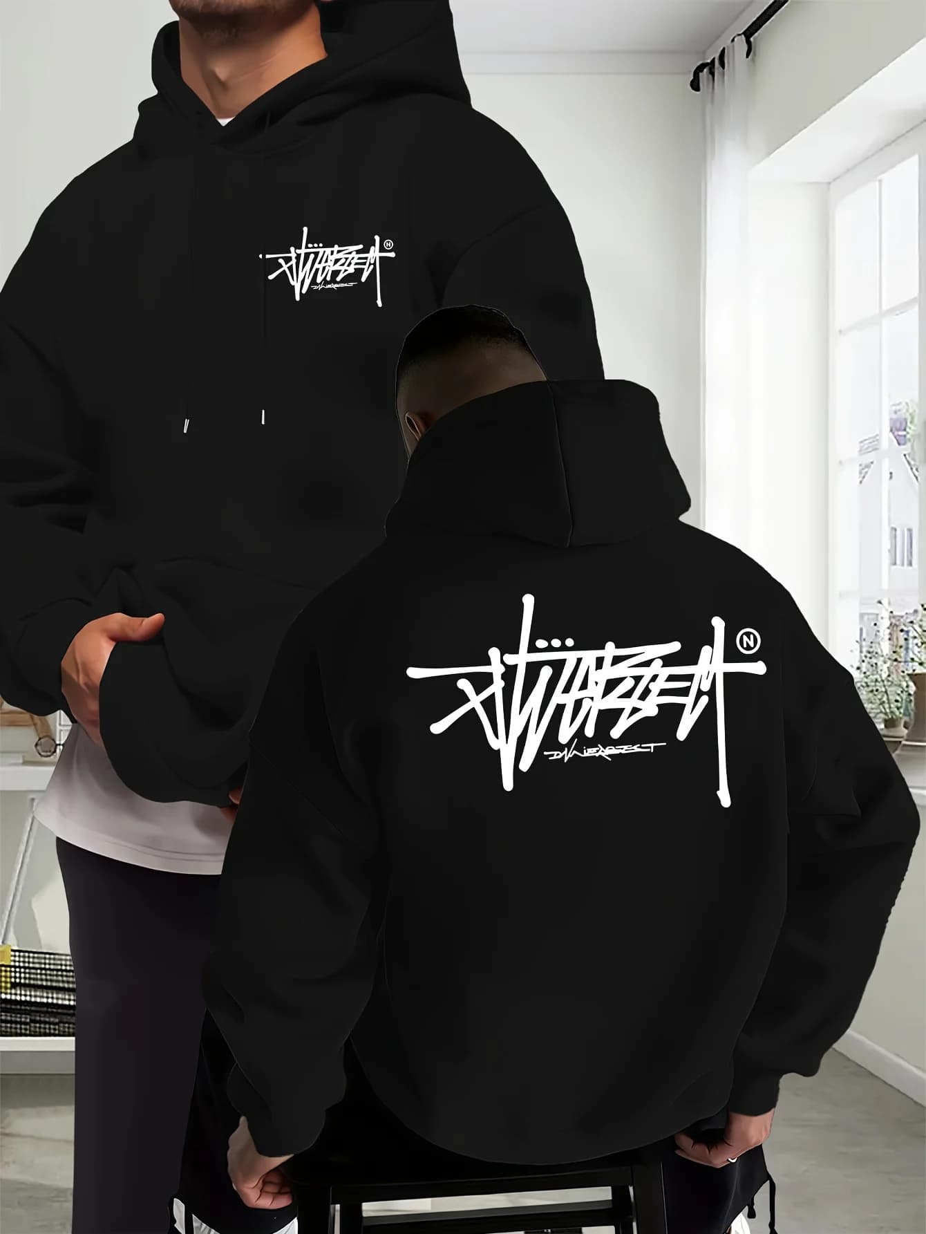 Felpa con Cappuccio Unisex con Stampa Graffiti, Casual da Strada per Skateboard e Surf, Primavera Autunno Inverno