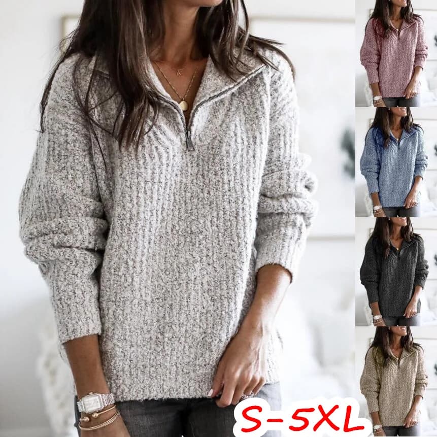 Pullover con cerniera invernale giacca maglione lavorato a maglia top caldi da donna Sweter Mujer Blusas De Frio Feminino Para O Inverno maglieria