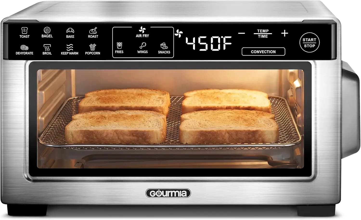 Air Fryer Toaster Oven - 4 Slice Capacity with Digital Display, Single Door, Convection Cooking for Air Frying, Toasting & Dehyd