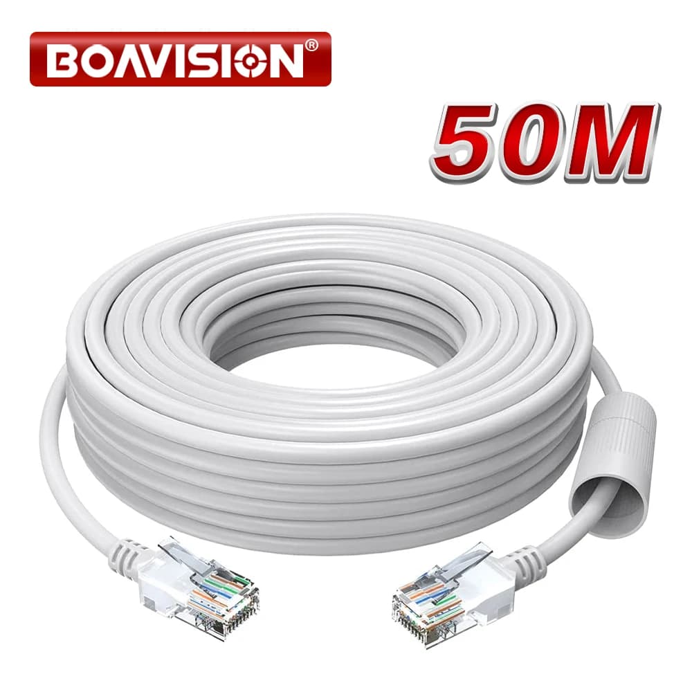 Cavo Ethernet Cat5e 20m 30m 50m Cavo RJ45 di rete bianco ad alta velocità per sistema di telecamere di sicurezza POE, switch PoE ecc.