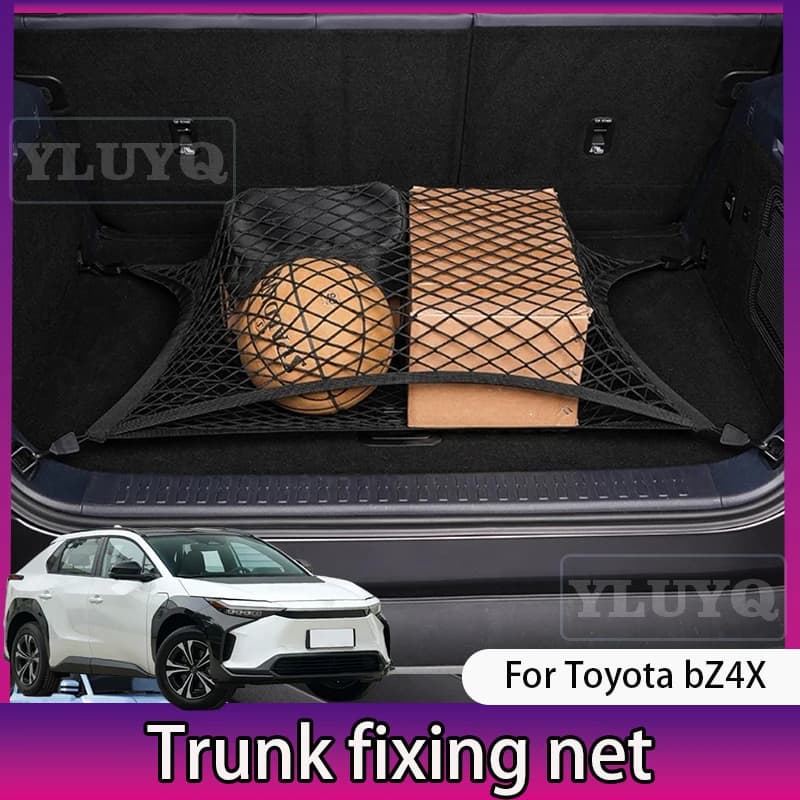 Per Toyota bZ4X bagagliaio tasca a rete tasca portaoggetti in nylon a doppio strato antiscivolo fissa 2022-2025 accessori interni auto