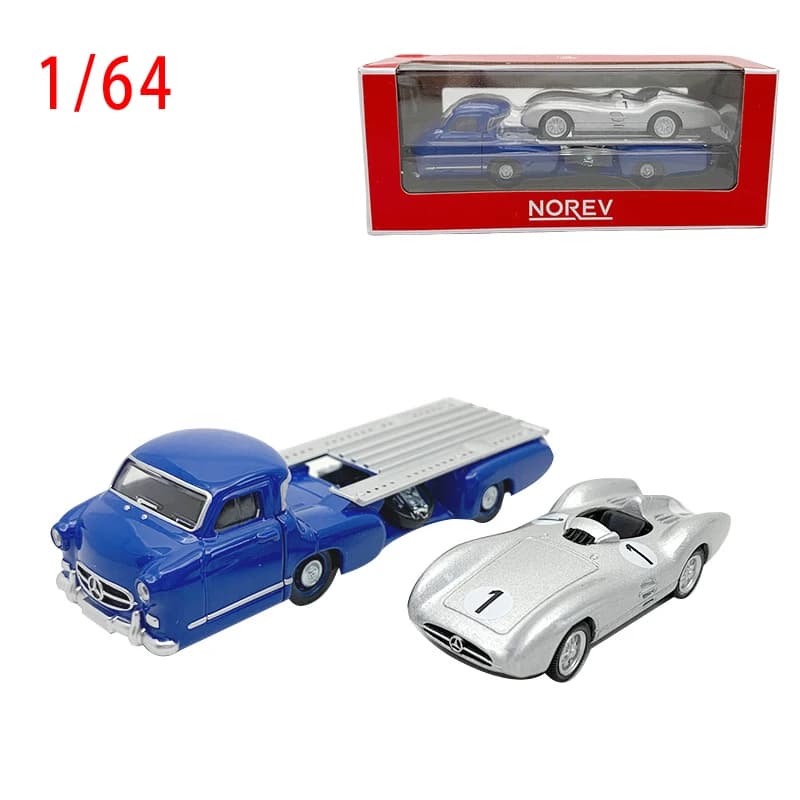 Diecast Model Car 1/64 Size Norev Benz Blue Wonder Alloy Car Model Silver Arrow Collection Toys for Boys Gift Original Box