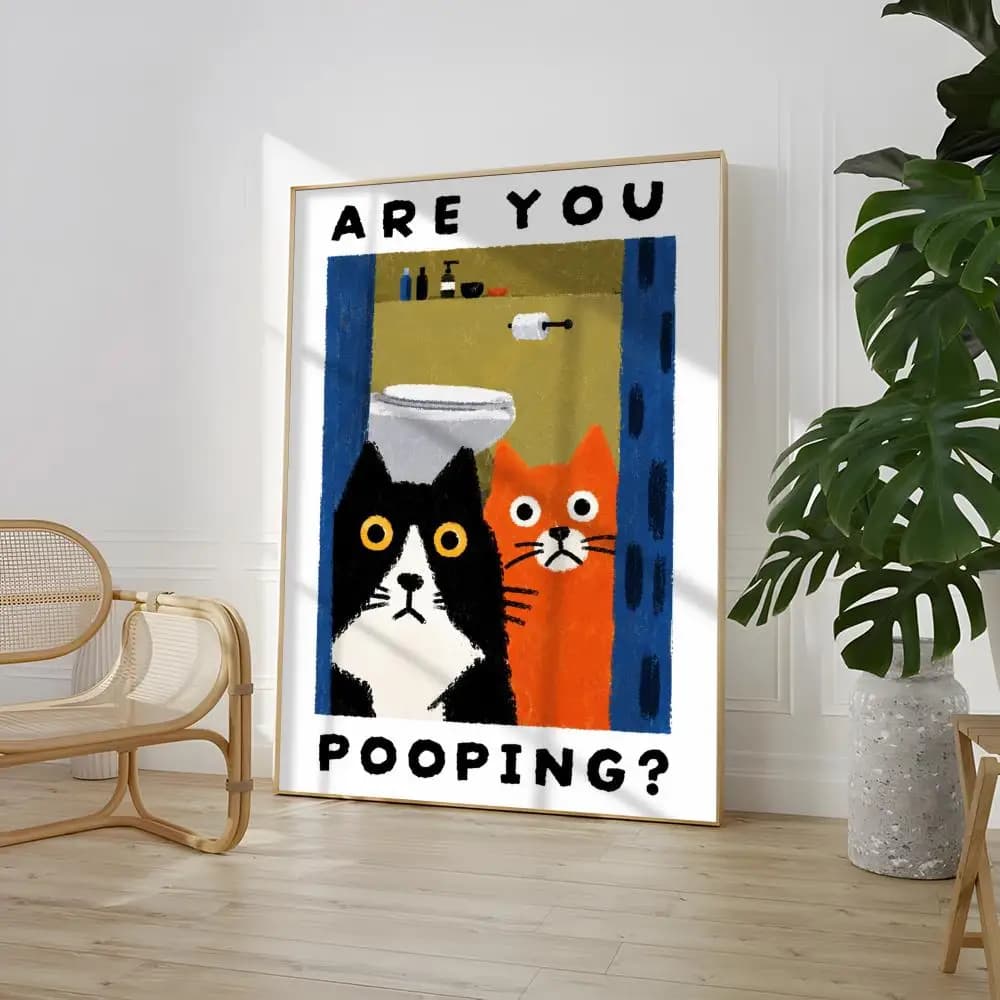 Funny Are You Pooping Pet Art Set Painting Calligraphy Canvas Poster Bedroom Living Room Bar Hallway House Interior Wall Decor