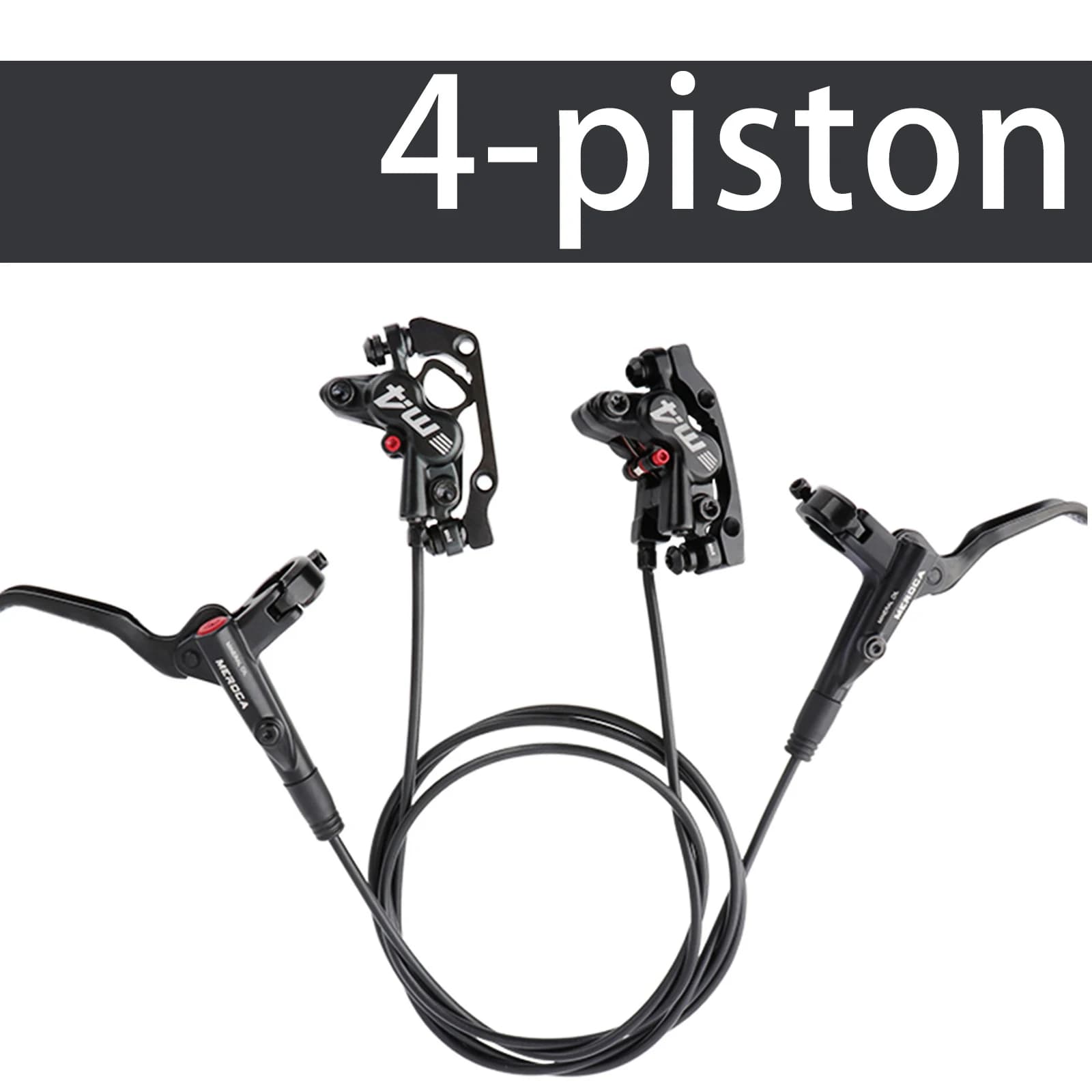 MEROCA M4 Freni idraulici per biciclette a 4 pistoni Kit anteriore posteriore Freno a disco a 4 pistoni Freno a olio MTB compatibile con rotore da 160 mm