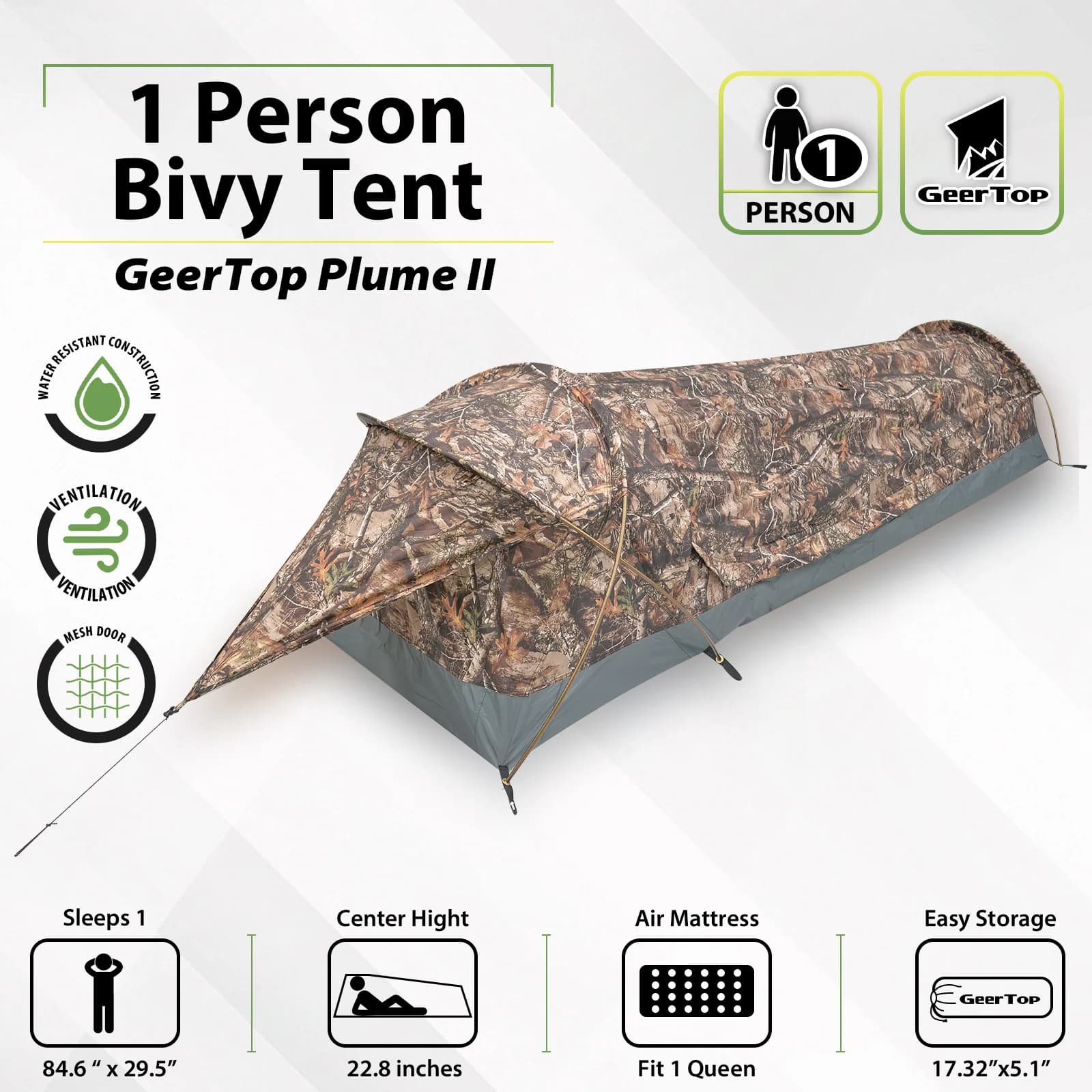 Tenda da campeggio ultraleggera Tenda antipioggia per persona singola Tenda mini tunnel 225x75 cm