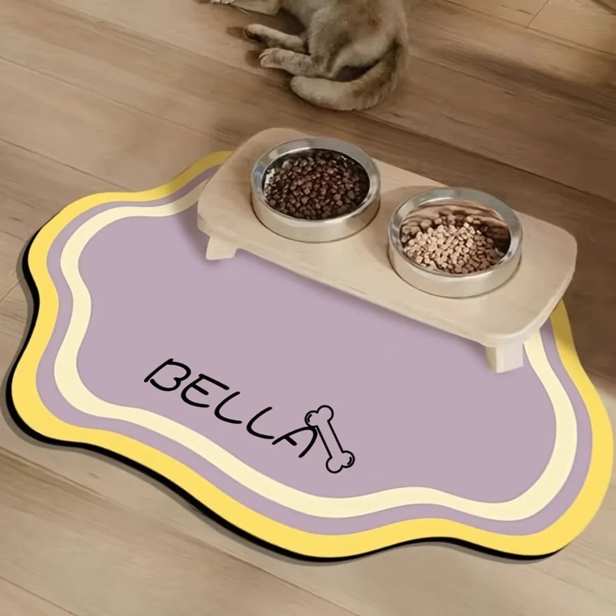 VIKAMA Tappetino per l'alimentazione degli animali domestici a forma carina, tappetino per animali domestici in diatite, tappetino per mangiare universale antiscivolo per gatti e cani, tappetino da pranzo, decorazioni per la casa