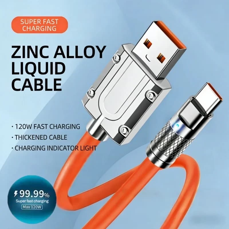 Cavo di ricarica rapida in silicone liquido tipo C da 3 pezzi, 120 W, cavo di ricarica rapida, cavi USB per Xiaomi Huawei, cavo dati USB per telefono