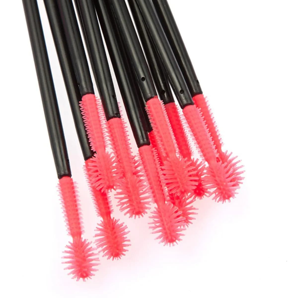 50 Pieces Disposable Brushes for Eyelashes with Silicone Head, Black and Red Mascara Sticks, Eyelash Separator and Apply Mascara