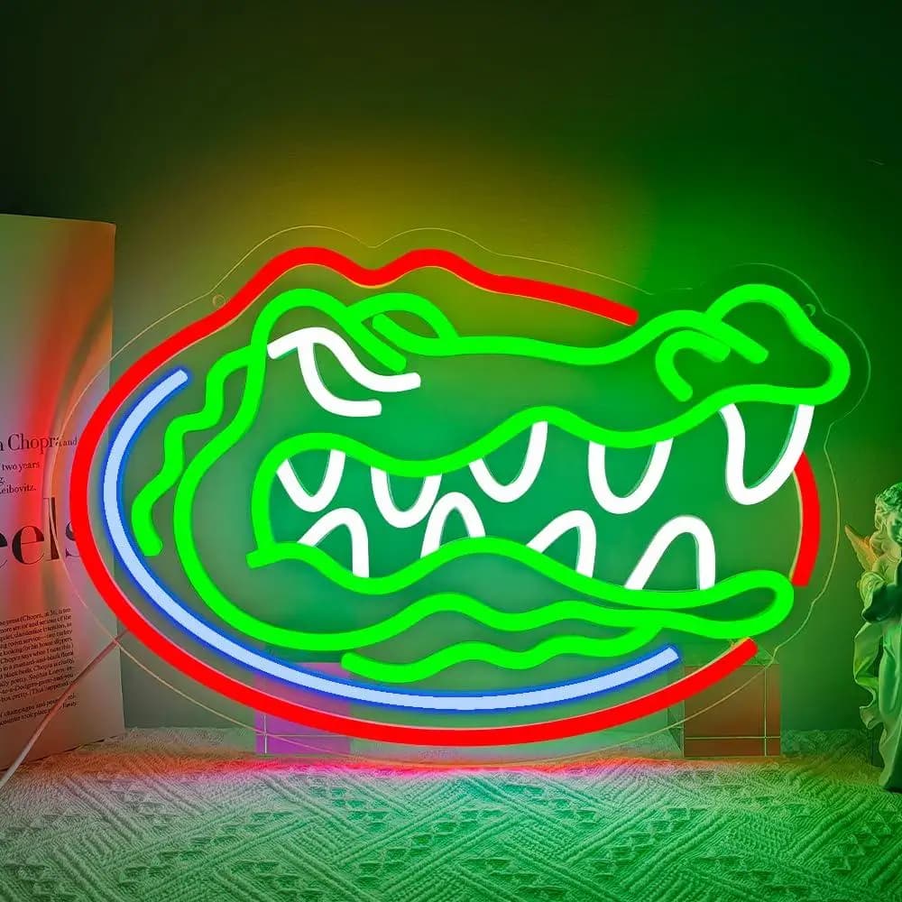 Insegna al Neon della Squadra di Basket Florida Gators, Alimentata USB, Luci LED Dimmerabili per Bar, Camera da Letto, Sala Giochi, Decorazione da Parete