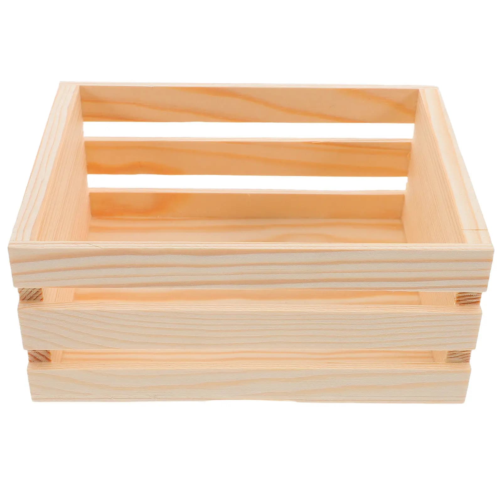 Cestino portaoggetti da scrivania in legno, mini contenitore organizer dal design cavo per ufficio e studio, cestini rustici in legno