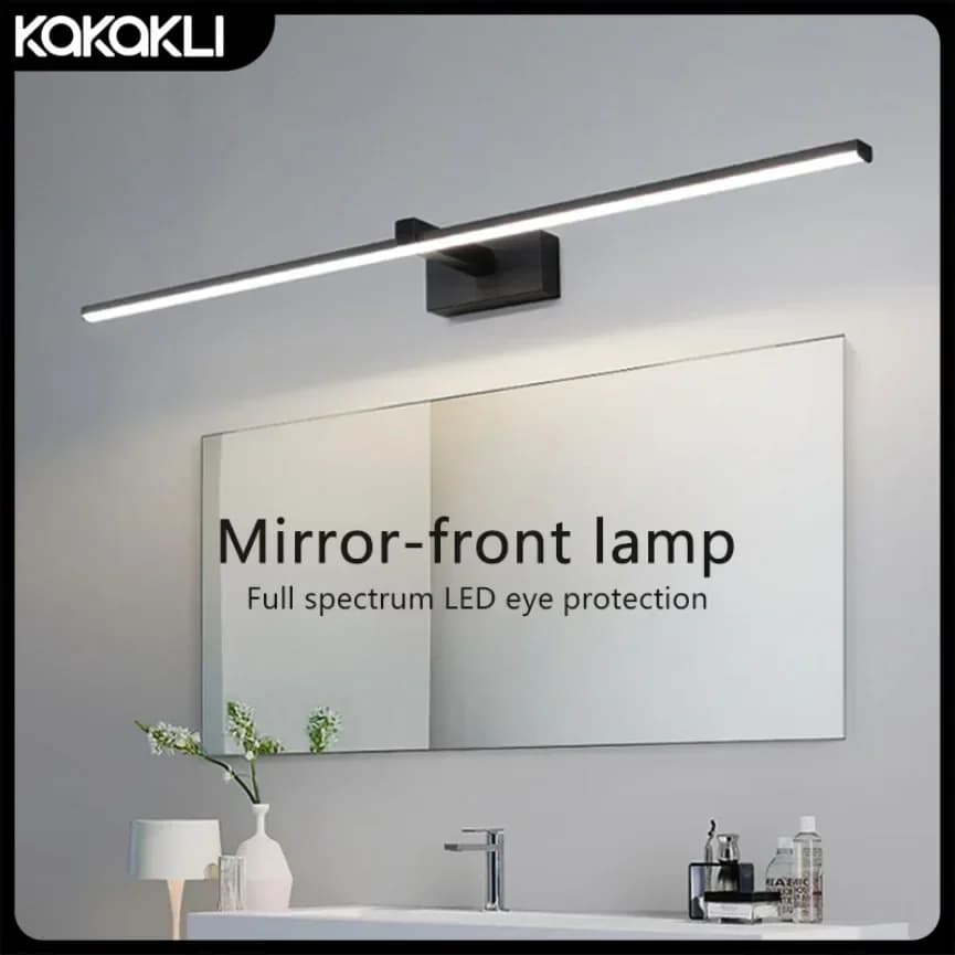 Lampada da parete moderna e minimalista a specchio a LED Lampada da parete per la casa Lampada frontale a forma di striscia di alluminio Illuminazione per la decorazione degli interni del bagno
