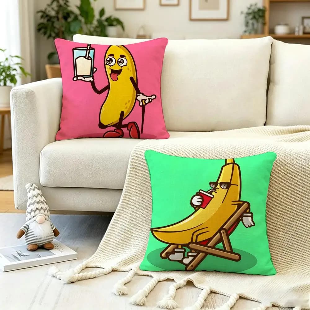 Anime PosterB-Banana P-Person Fodera per cuscino antipolvere con cerniera invisibile, in morbido peluche, per divano