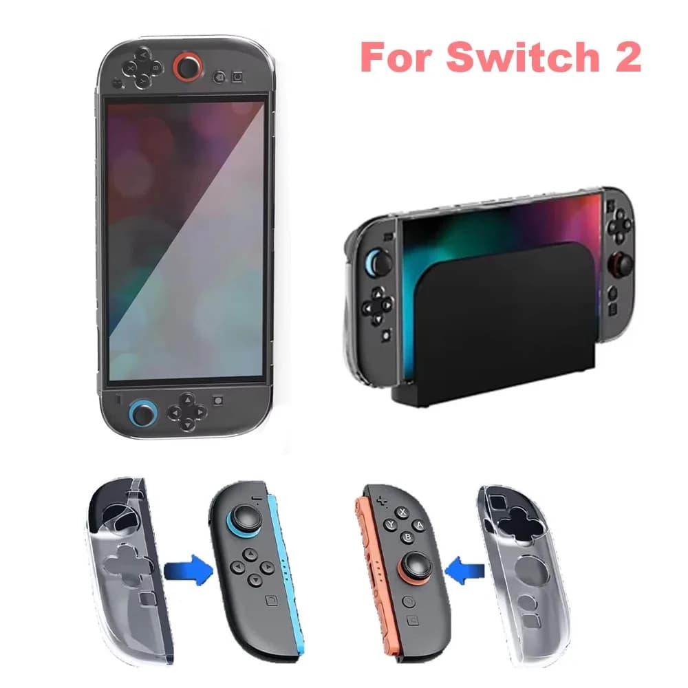 Custodia trasparente per Nintendo Switch 2 Joycon Console di gioco PC + TPU Crystal Anti-graffio Protezione a conchiglia divisa per accessori NS2