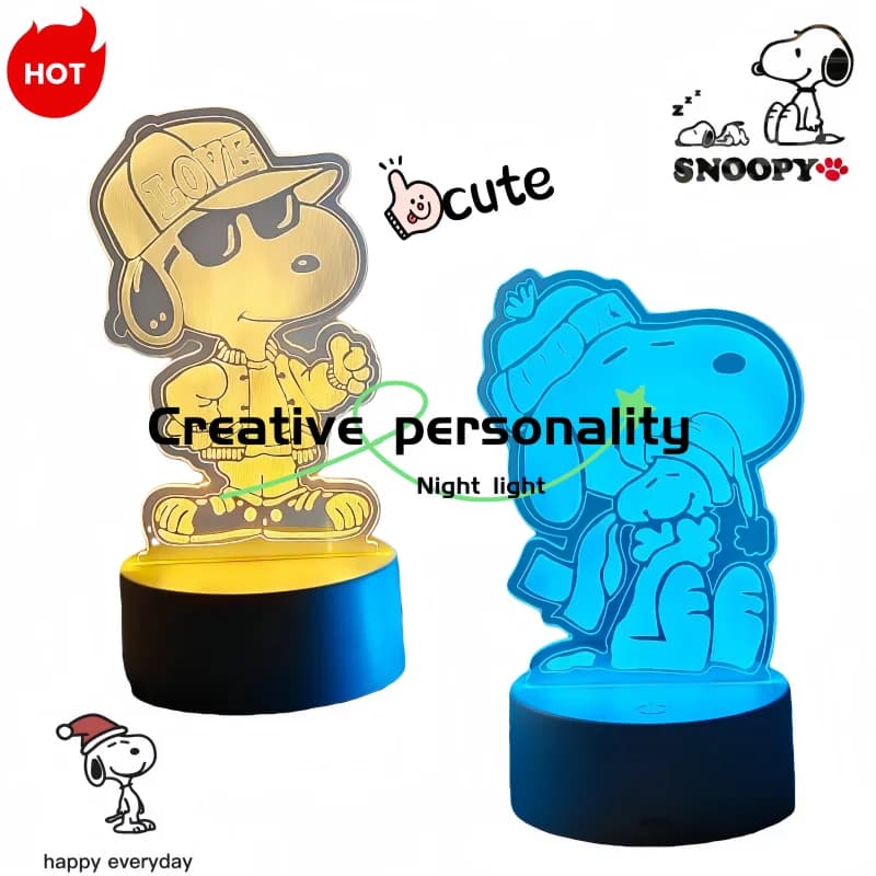 Snoopy Night Light Cute Cartoon Anime Personality Fashion Peripheral Bedroom Decor Lamp Birthday Gift for Boys and Girls