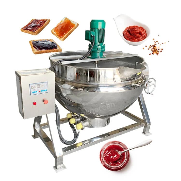 OCEAN Electric Marmita De Coccion Mermelada 500 L Vapore GPL Inclination Kettle Covered Stove with Agitator